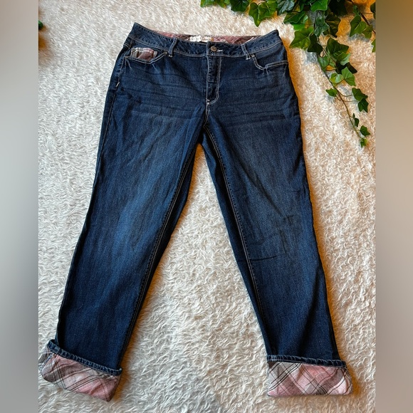 CATO denim & plaid jeans - Picture 1 of 11